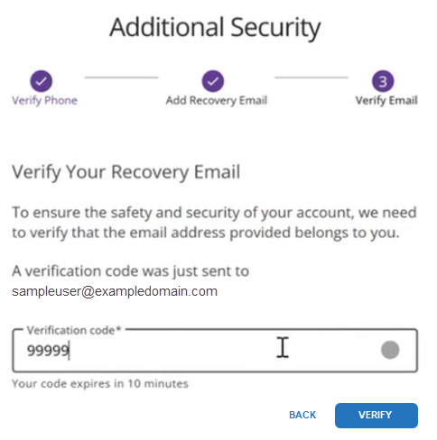 Additional Security - Verify recovery email