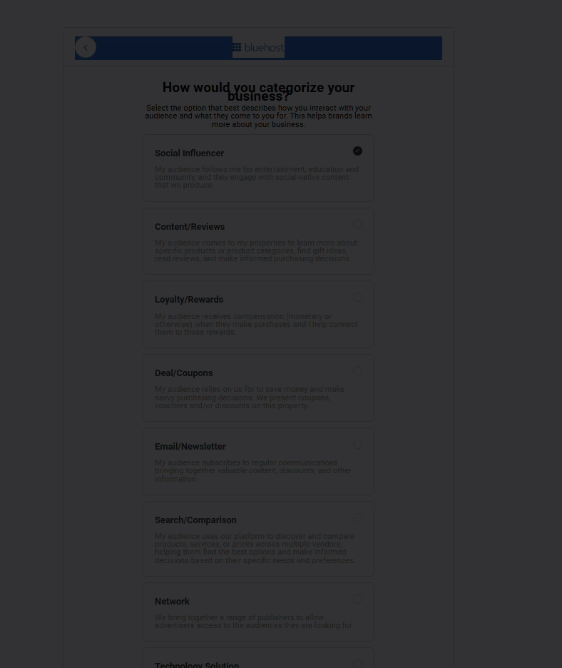 Choosing Business Category