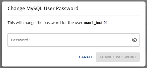 Manage MySQL Database User - Enter new password