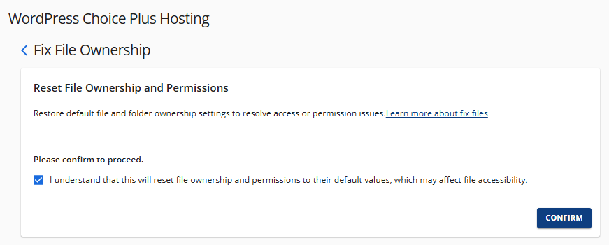 Fix File Ownership - Confirm