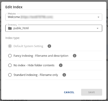 Manage indexes - Folder Index Manager - Update website, directory, or index type