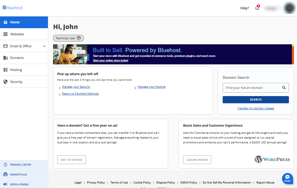 Bluehost Account Manager