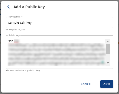 Add a Public Key pop-up access your server securely
