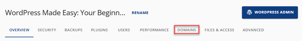 Websites - Domains Tab