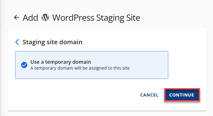 Bluehost Staging - Use a temporary domain