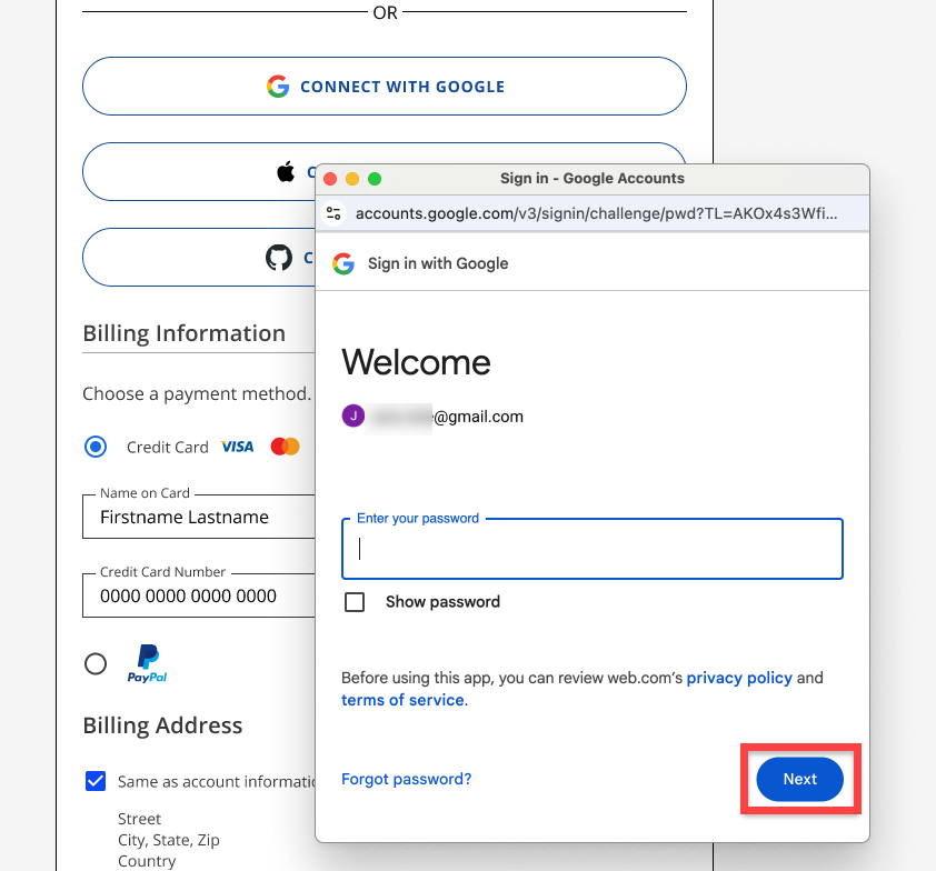 BH Checkout - Enter Password