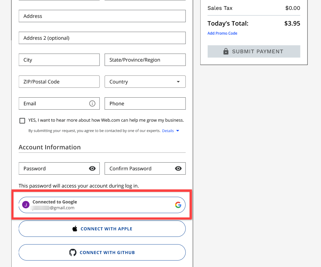 BH Checkout - Google is Connected