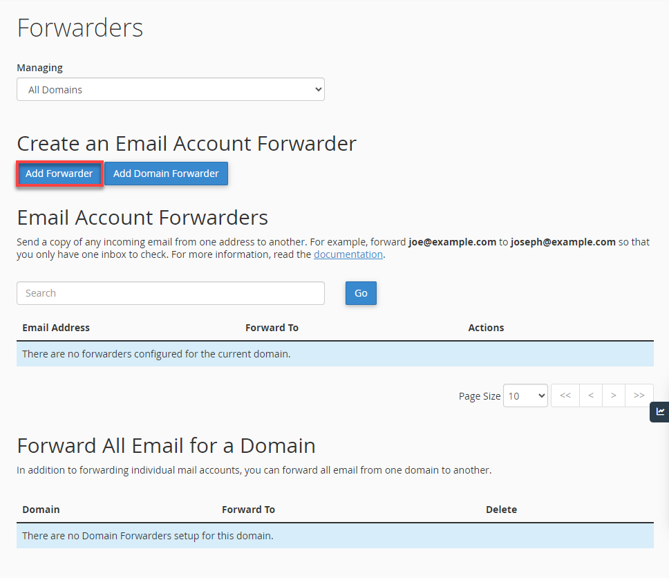 cpanel Email Forwarders