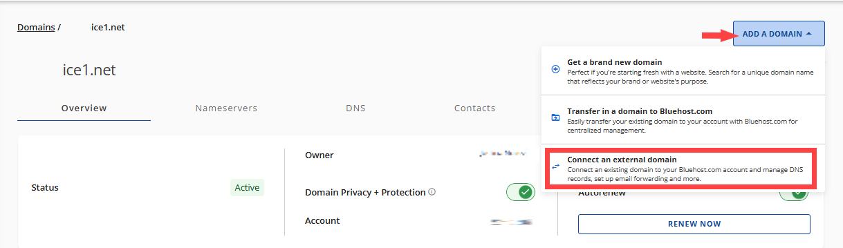 Connect Domain Account Manager - Add as External Domain