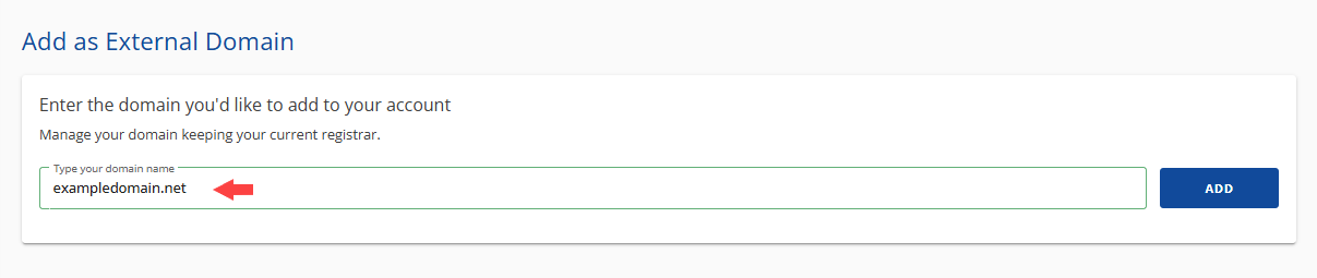 Connect Domain to Account Manager - Type the Domain