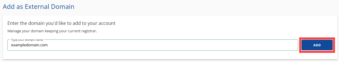 Connect Domain to Account Manager - Add Domain