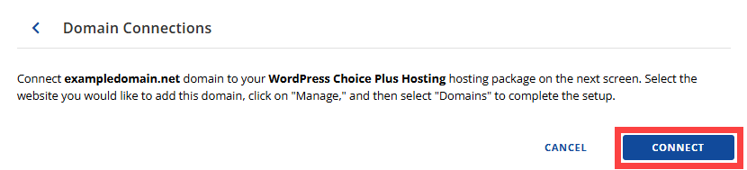 Domain Connections Pop up