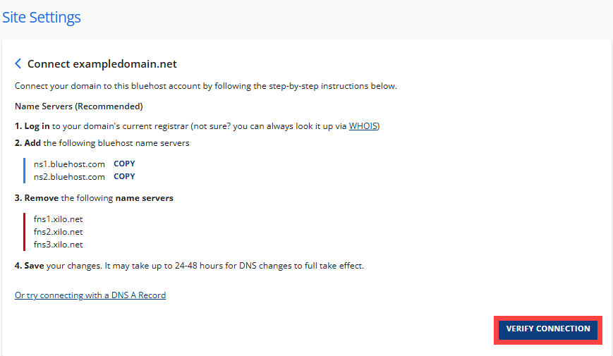 Domains - Site Settings