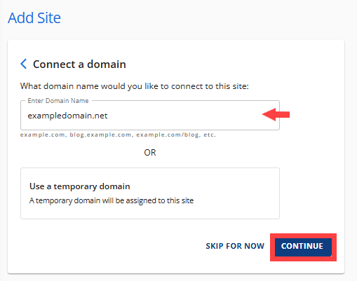 WP Install - Enter Domain