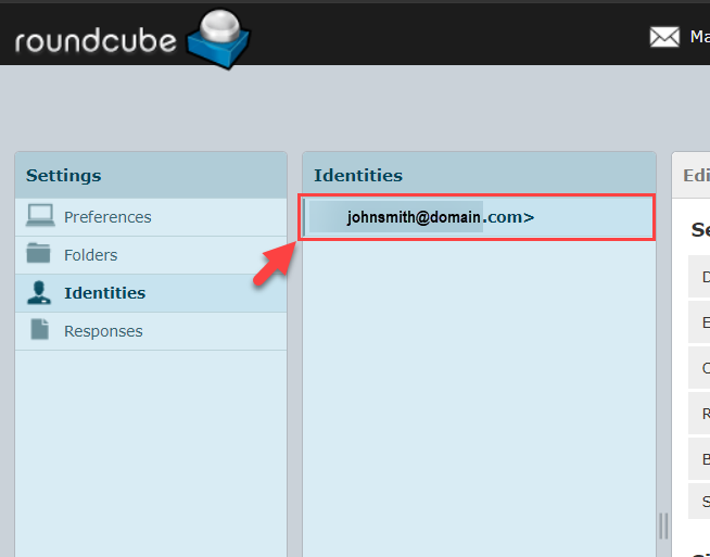 Select email address under Identities