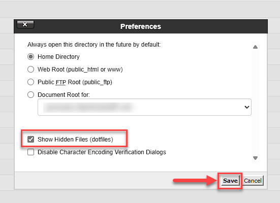cPanel - File Manager - Preferences