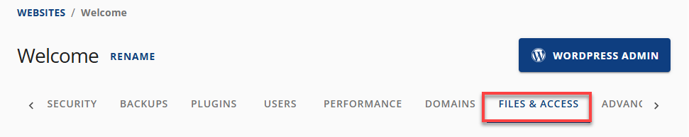 Files and Access tab