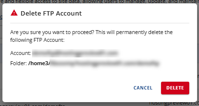Confirm deletion of account