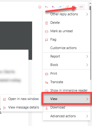 Get email headers- Outlook 365 - View message details