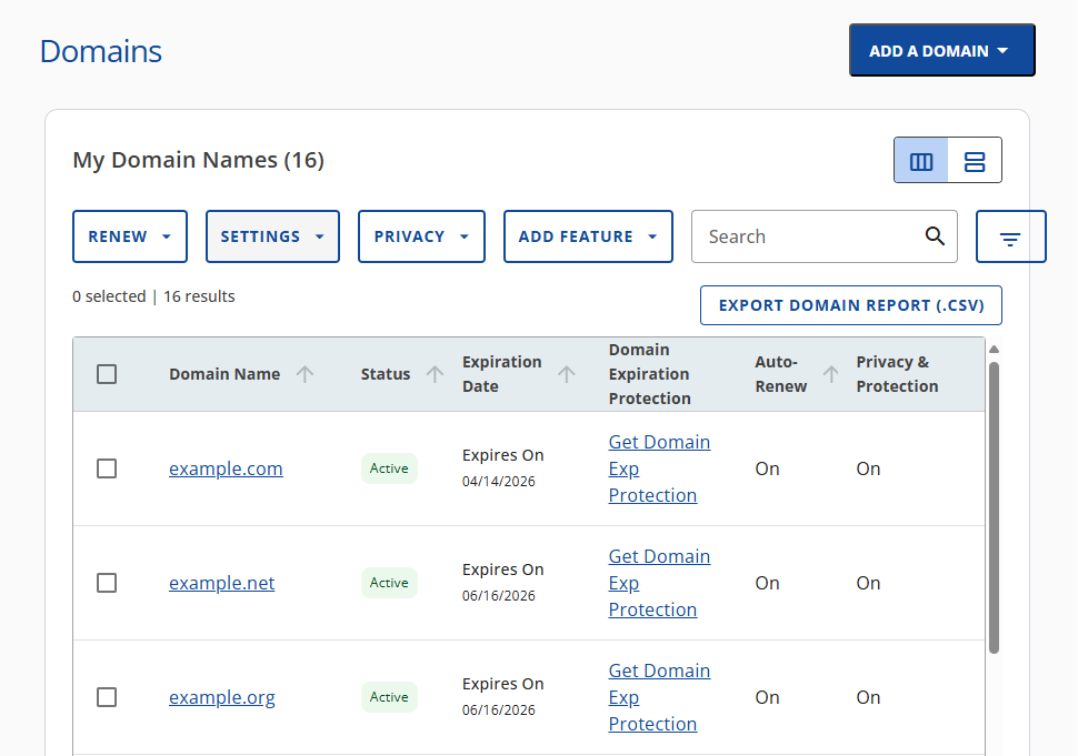 Bluehost Account Manager - Domains Multiple