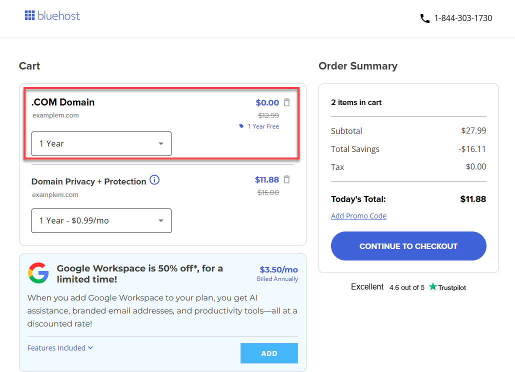 BH AM Purchase Domain Checkout
