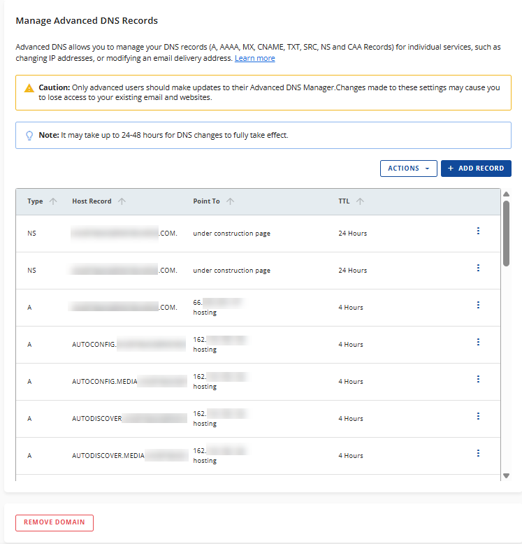 Account Manager - Domains not registered with Bluehost