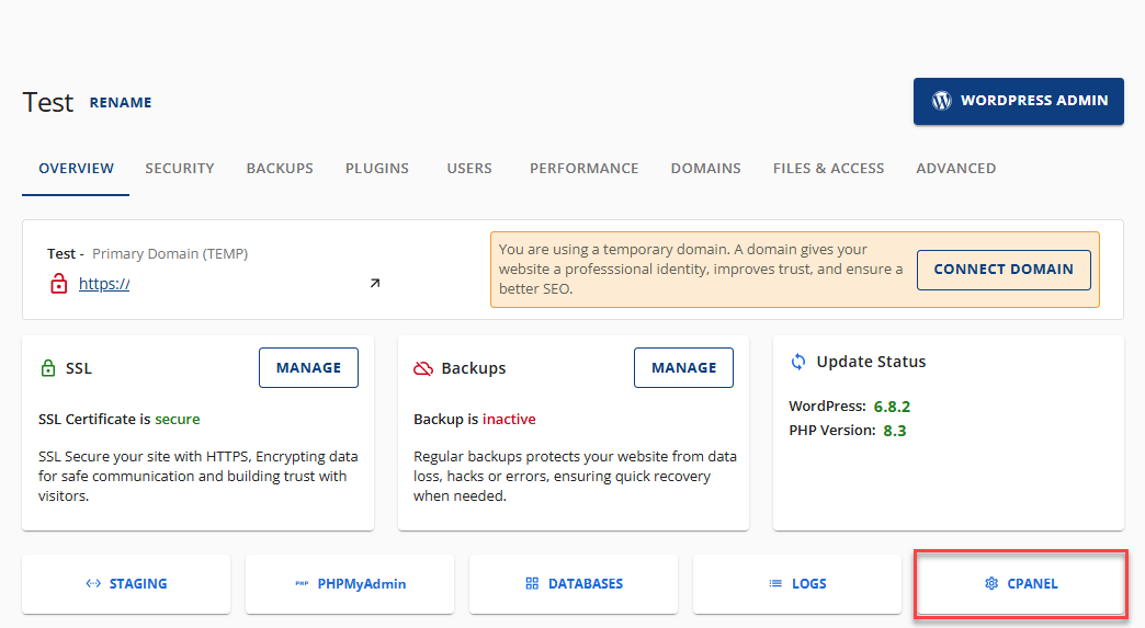 Multiple hosting plans - cPane Email link