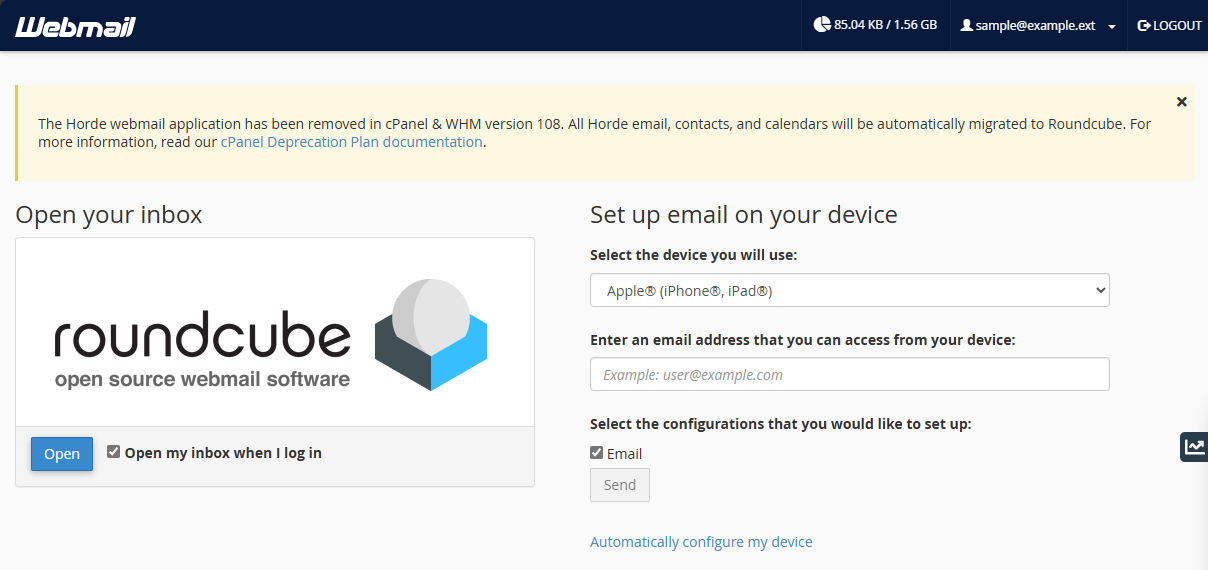 Bluehost Roundcube Access Webmail
