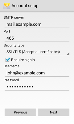 Bluehost Android Kitkat (4.4) or Earlier - SMTP SSL