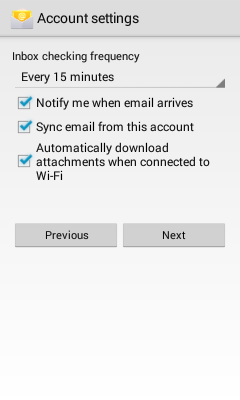 Bluehost Android Kitkat (4.4) or Earlier - Account Options