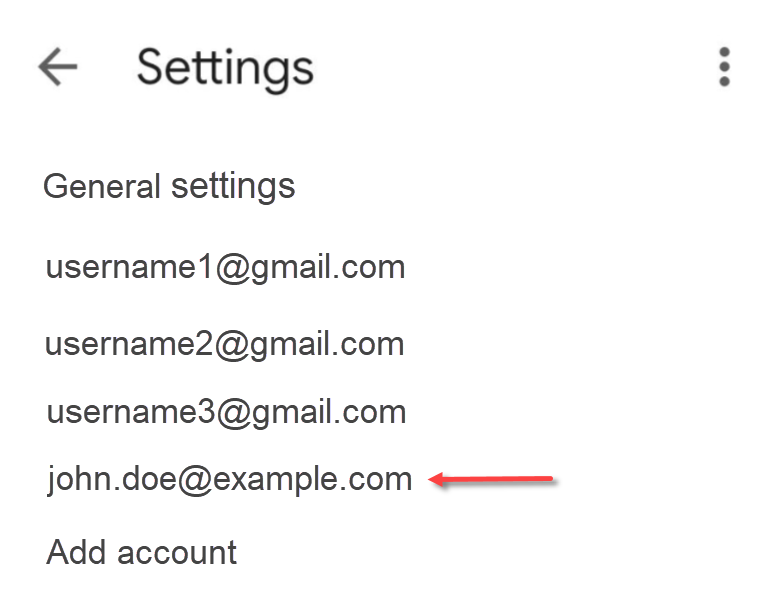 Android device - Email app - Tap your name