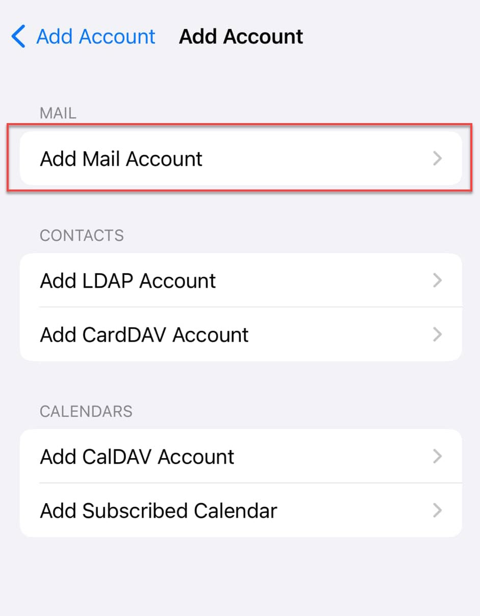 Add Mail Account Details