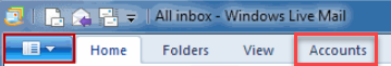 Windows Live Mail Account Tab