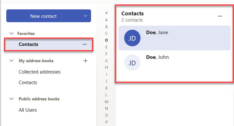 OX Mail Address Book List