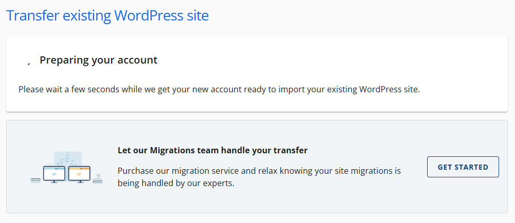 Transfer an existing site png