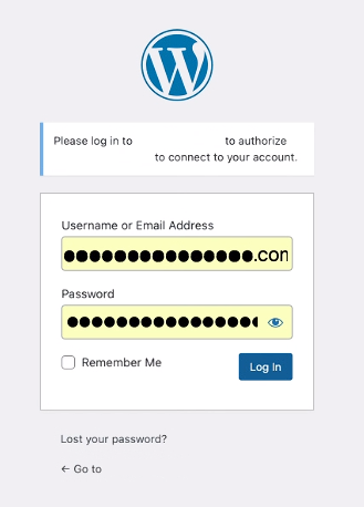 WordPress Log in page