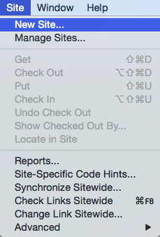 Bluehost Dreamweaver CC 2014 - New Site