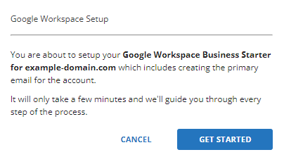 Google Workspace - Domain registered with Bluehost - Get Started