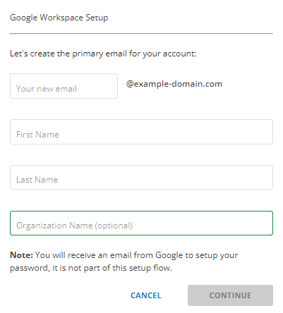 Google Workspace - Enter details