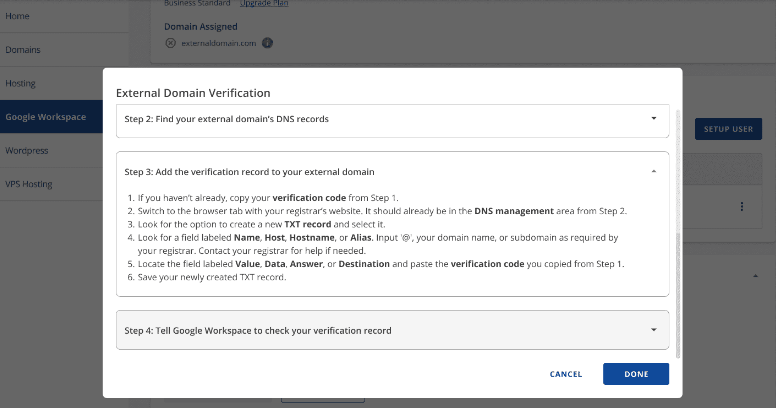 Google Workspace - Add verification code