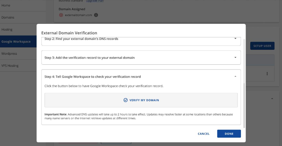 Google Workspace - Verify My Domain