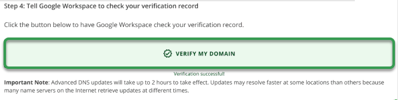 Google Workspace - Successful verification