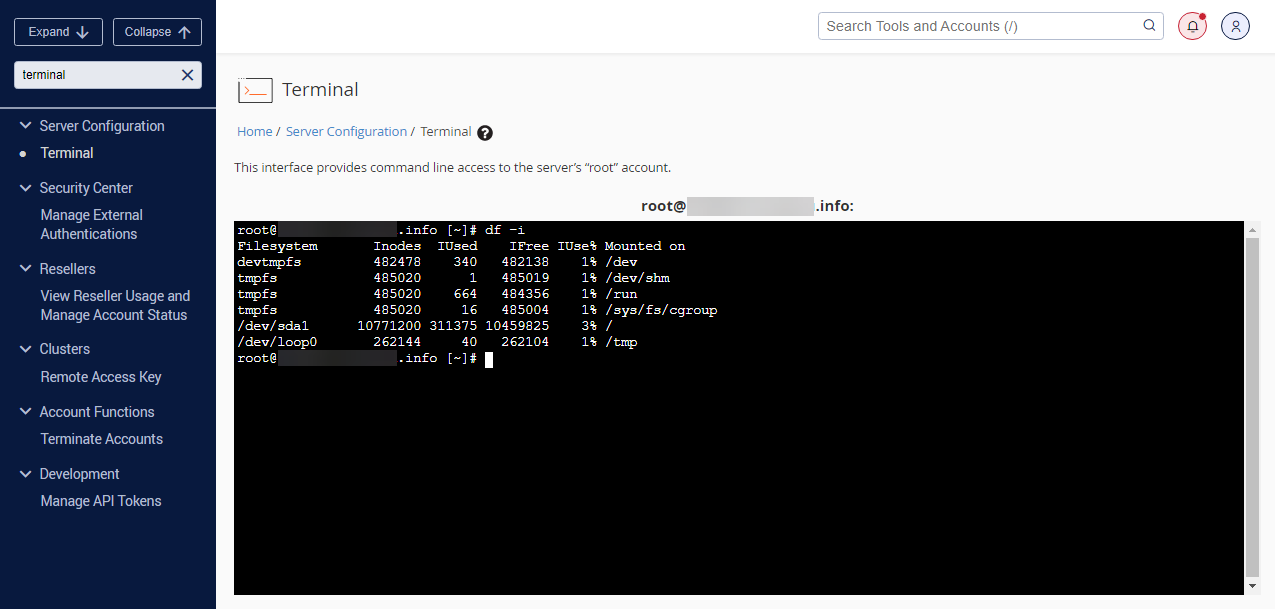 WHM Terminal Results Sample