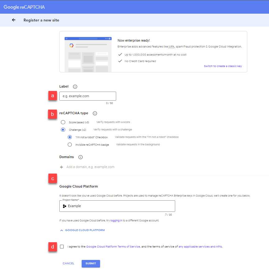 google-register-new-site-form