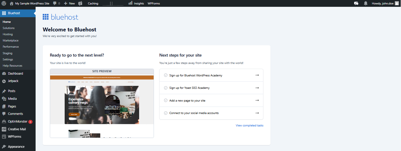 WordPress Admin Dashboard