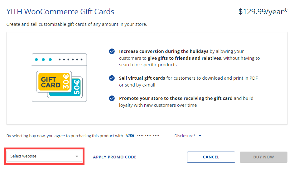 YITH WooCommerce - Select website