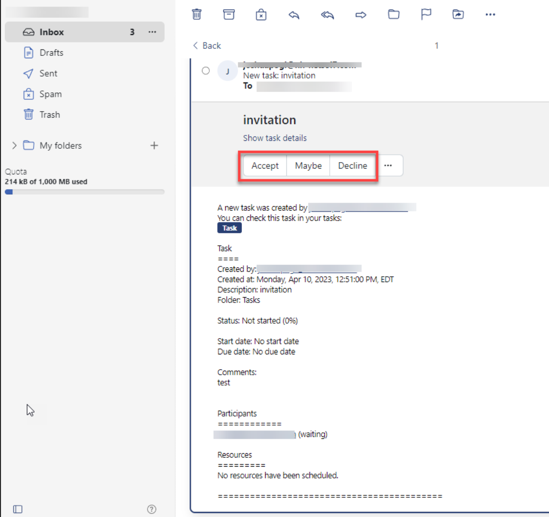 Invitation Email Response