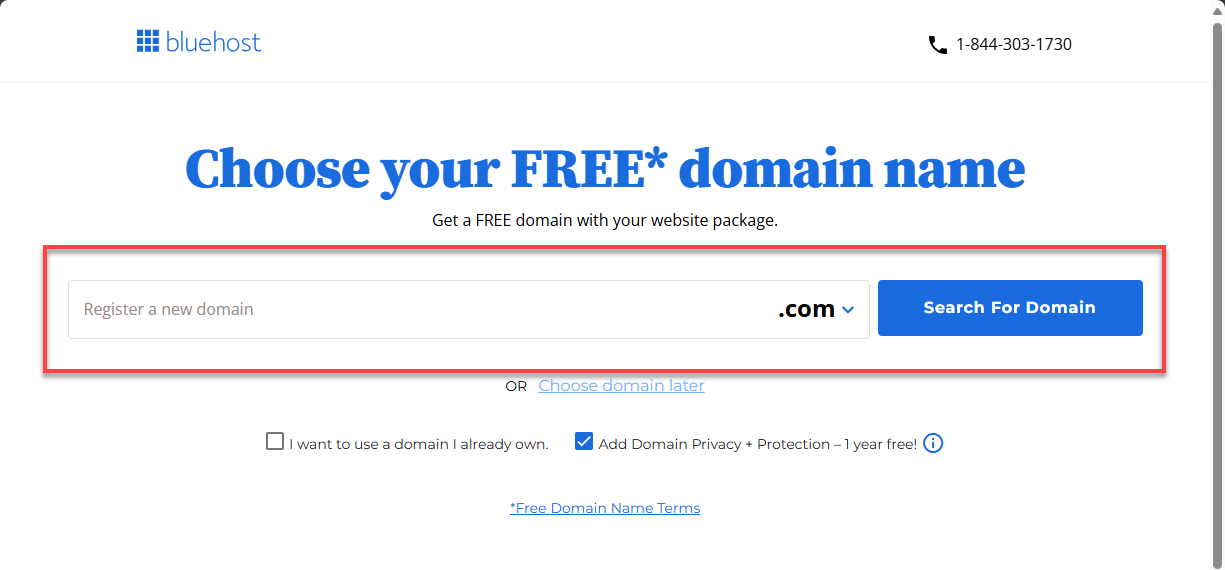 Sign up for an account - Choose a domain name