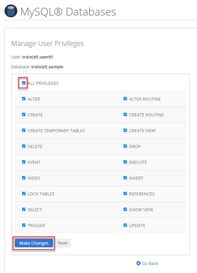 MySQL Databases - User Privileges