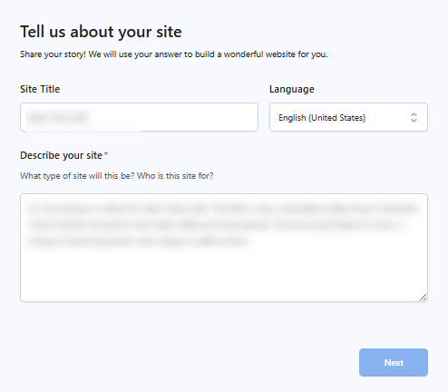 Install WordPress - Enter a SIte Title / Describe your Website
